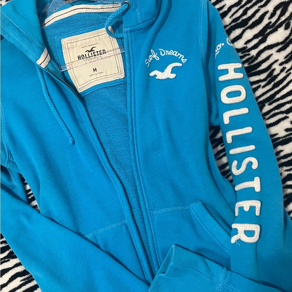 Hollister Bright Blue Hoodie with Logo